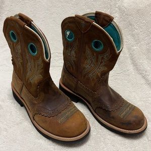 ARIAT Leather Suede Teal Short Boots 8
